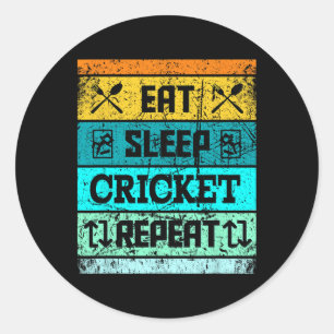 Cricket Sport Cricket Team Eat Sleep Cricket Jerse Classic Round Sticker