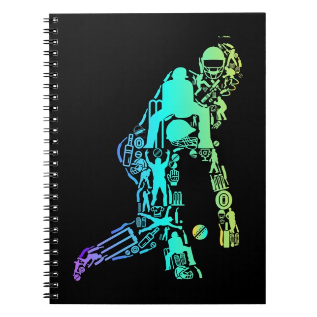 Cricket Sport Elements Cricket Player Notebook (Front)