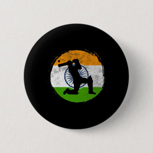 Cricket Sport Game Flag Of India Cricket Player  6 Cm Round Badge