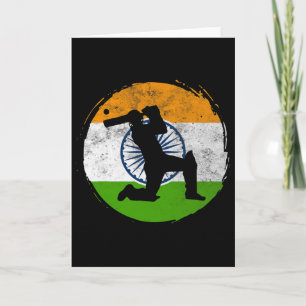 Cricket Sport Game Flag Of India Cricket Player  Card
