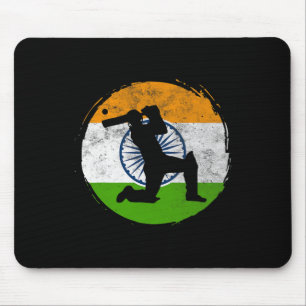Cricket Sport Game Flag Of India Cricket Player Mouse Pad