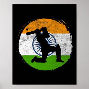Cricket Sport Game Flag Of India Cricket Player  Poster