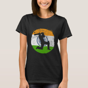 Cricket Sport Game Flag Of India Cricket Player T-Shirt