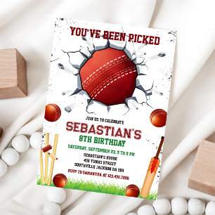 Cricket Sport Party Birthday Invitation