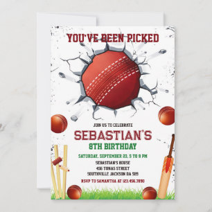 Cricket Sport Party Birthday Invitation
