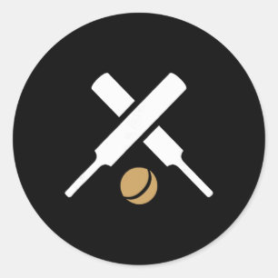 Cricket Sport Silhouette Logo Classic Round Sticker