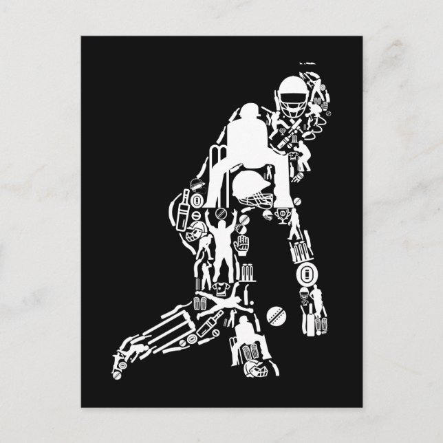 Cricket Sport Symbols Cricket Player Postcard (Front)