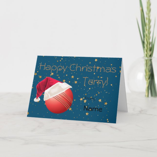 Cricket Sports Christmas Personalized For Him Holi Holiday Card (Front)