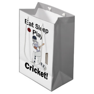 Cricket Sports Eat Sleep Play Cricket Medium Gift Bag