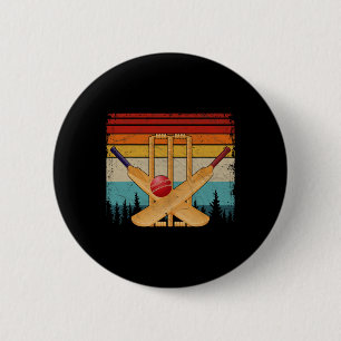 Cricket Sports Retro Style Distressed Vintage Cric 6 Cm Round Badge