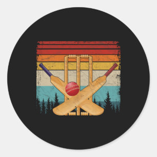 Cricket Sports Retro Style Distressed Vintage Cric Classic Round Sticker