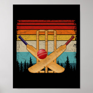 Cricket Sports Retro Style Distressed Vintage Cric Poster