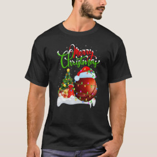 Cricket Sports Xmas Decoration Santa Cricket Chri T-Shirt