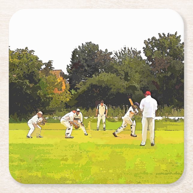 CRICKET SQUARE PAPER COASTER (Front)
