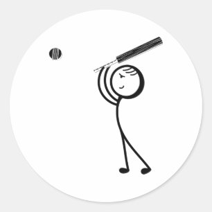 Cricket Stick Figure Funny Cricket Player Classic Round Sticker