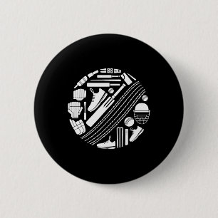 Cricket T Equipment Icon Silhouette Cricketer  6 Cm Round Badge