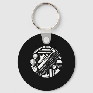 Cricket T Equipment Icon Silhouette Cricketer  Key Ring