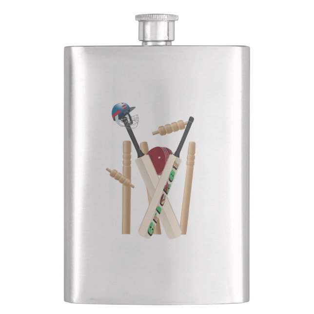 Cricket The Game, Classic Hip Flask (Front)