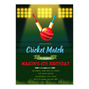 Cricket Themed Birthday Party Invitations 8