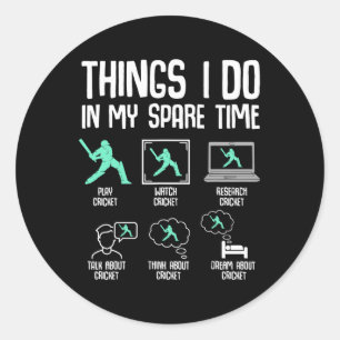 Cricket Things I Do In My Spare Time Kids Boys You Classic Round Sticker