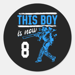 Cricket - This Boy Is Now 8 Year Old 8 Th Birthday Classic Round Sticker