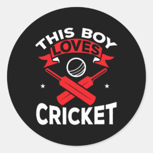 Cricket - This Boy Loves Cricket Classic Round Sticker