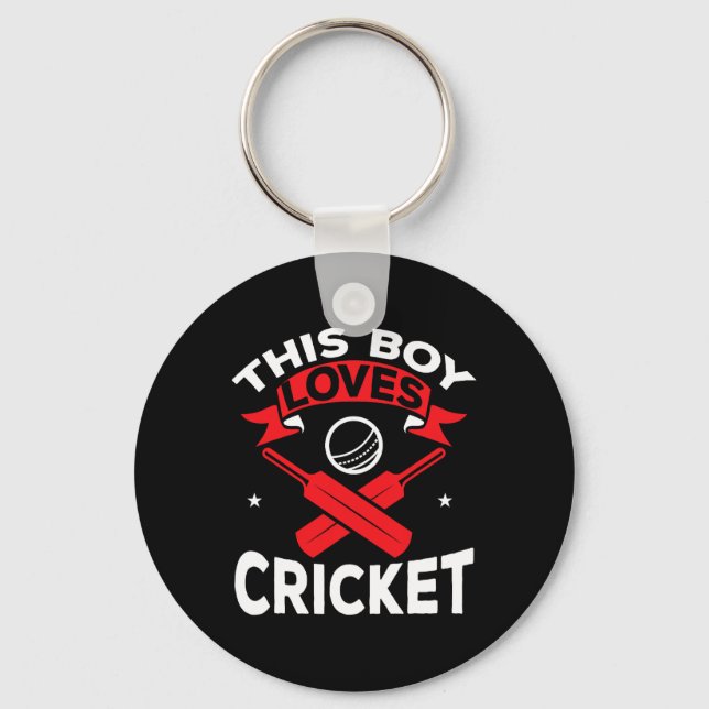 Cricket - This Boy Loves Cricket  Key Ring (Front)