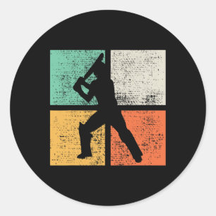 Cricket Tsman Gift Player Coach Retro Classic Round Sticker