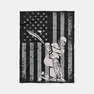 Cricket Usa American Flag Cricket Lover Team Fans Fleece Blanket