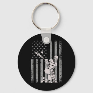 Cricket Usa American Flag Cricket Lover Team Fans Key Ring