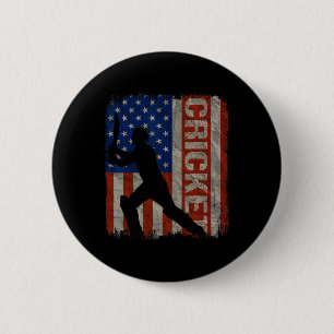 Cricket Usa American Flag Vintage 4th Of July Gift 6 Cm Round Badge