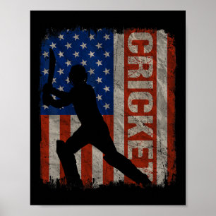 Cricket Usa American Flag Vintage 4th Of July Gift Poster