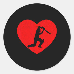 Cricket Valentine Heart Shape Cricket Lovers Classic Round Sticker