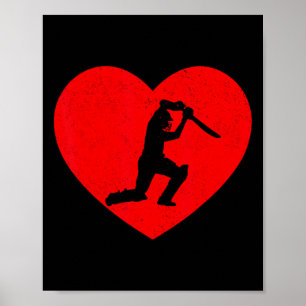 Cricket Valentine Heart Shape Cricket Lovers  Poster