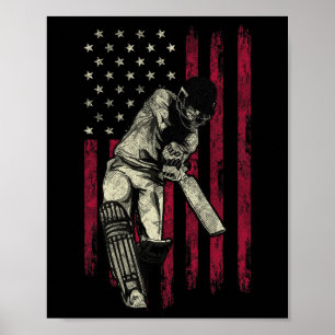 Cricket Vintage American Flag 4th Of July Tee Gift Poster