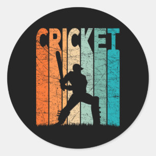 Cricket Vintage Cricket Player Retro Cricketer Classic Round Sticker