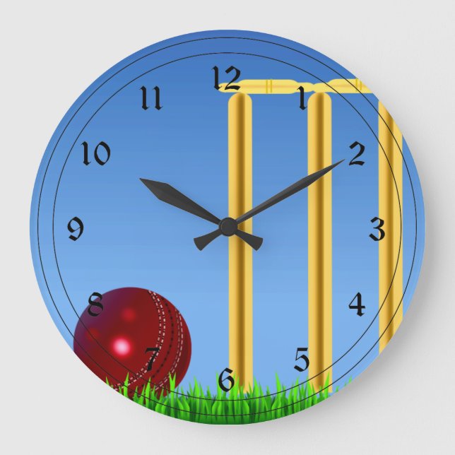 Cricket, wicket and ball large clock (Front)