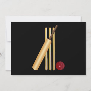 Cricket, wicket, bat and ball card