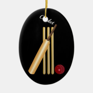 Cricket - Wicket, Bat and Ball Ceramic Ornament