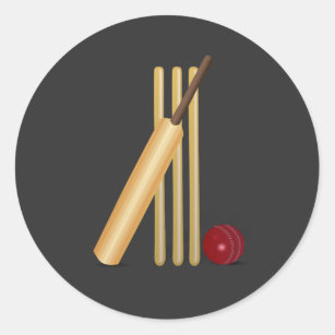 Cricket - Wicket, Bat and Ball  Classic Round Sticker