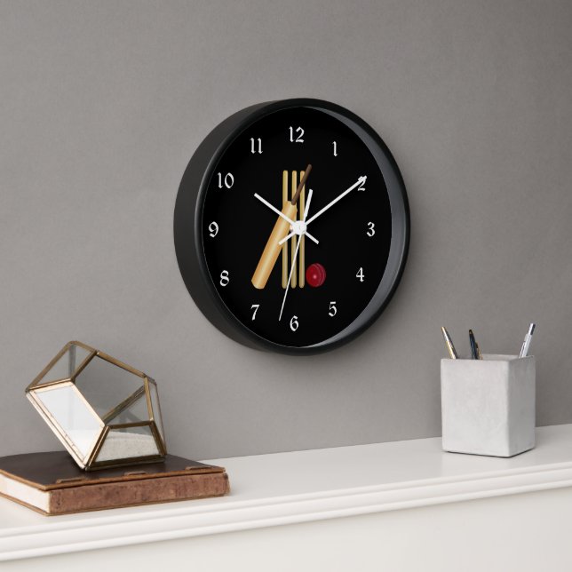 Cricket - Wicket, Bat and Ball Clock (Office)