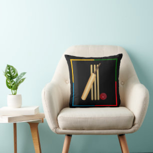 Cricket, wicket, bat and ball,  cushion