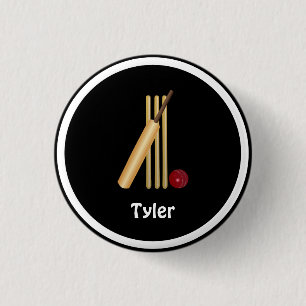 Cricket - Wicket, bat and ball, template 3 Cm Round Badge