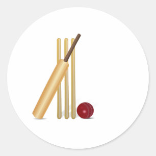 Cricket Wicket Classic Round Sticker