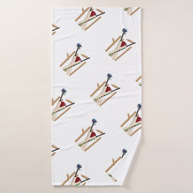 Cricket Wickets And Ball, Bath Towel (Bath Towel)