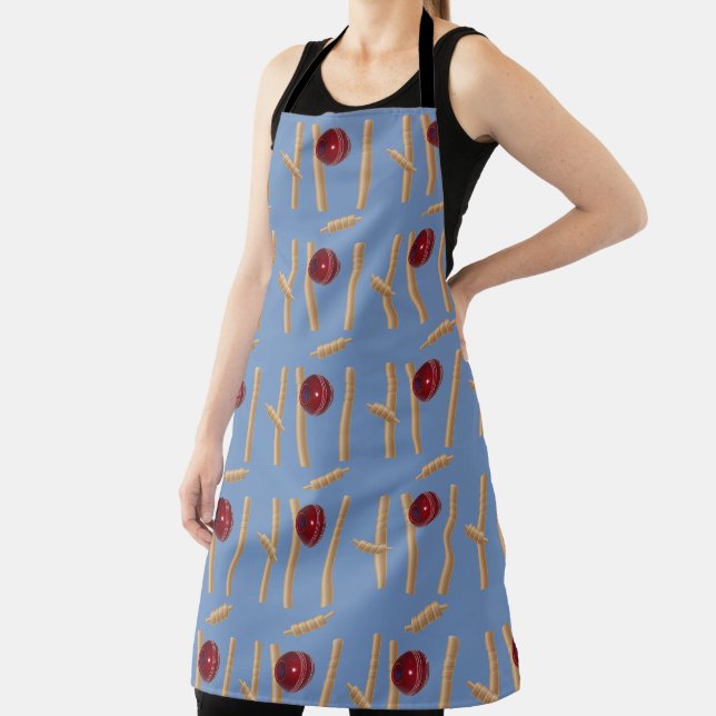Cricket Wickets And Ball Pattern, Fullprint Apron (Insitu)