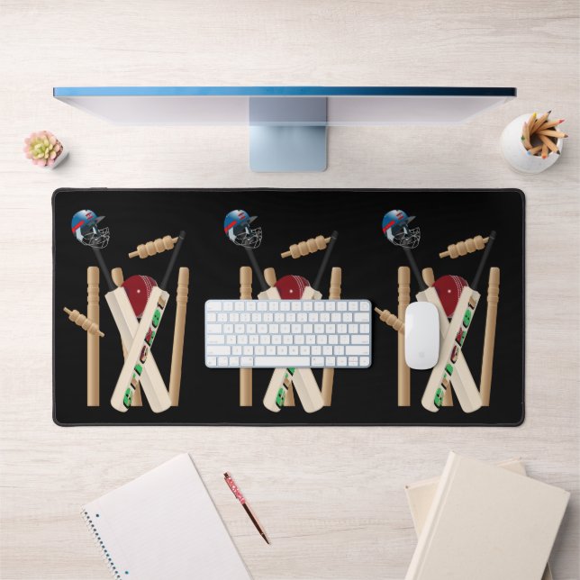 Cricket Wickets And Bats, Desk Mat (Office 1)