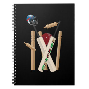 Cricket Wickets, Bats And Ball,  Notebook