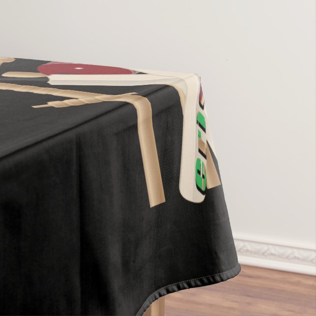 Cricket Wickets, Bats And Ball,  Tablecloth (In Situ)