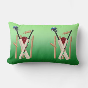 Cricket Wickets Bats Ball And Helmet, Lumbar Cushion